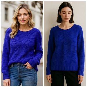 Surface to Air Purple Cable Knit Mohair Wool Blend Pullover Sweater Size S